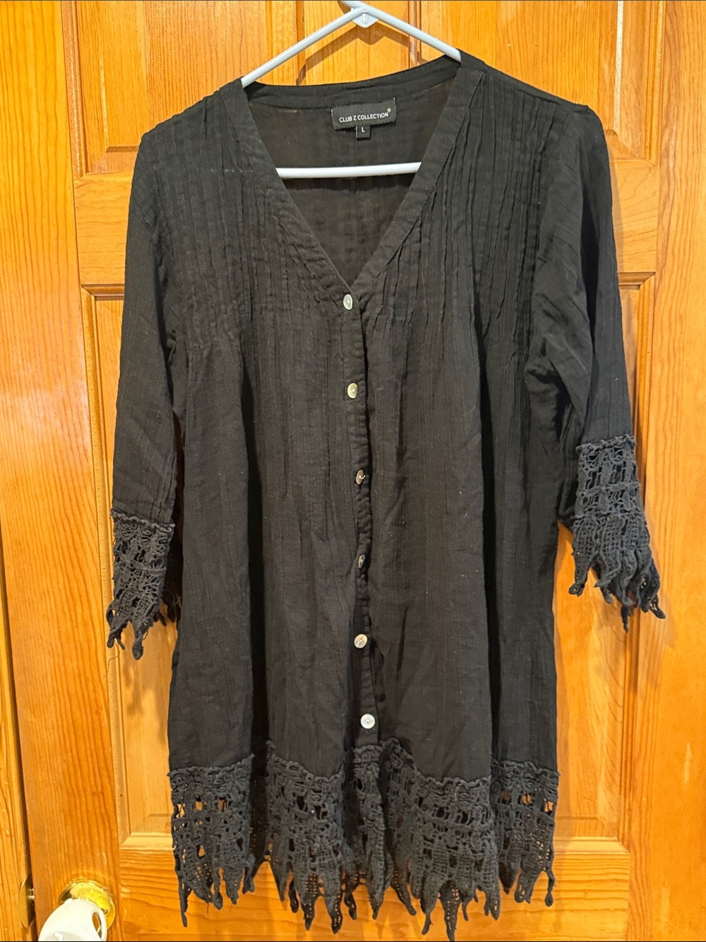Club Z collection black button down beach cover up size large.
